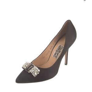 🔥Authentic beautiful Salvatore Ferragamo Black Crystal Embellished 4 in Heels